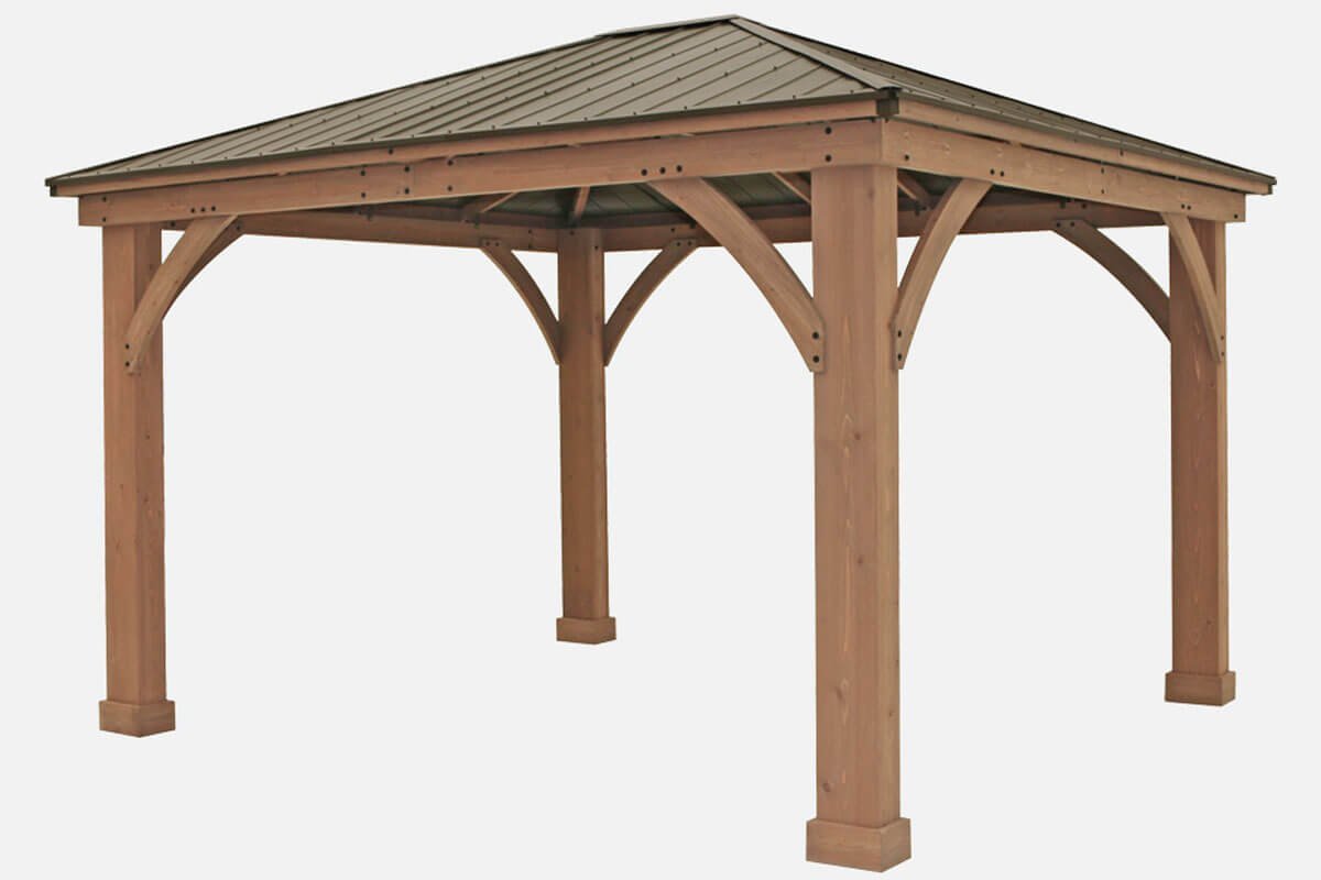 Yardistry 12ft x 14ft (3.7 x 4.3m) Cedar Gazebo with Aluminium Roof- Tiedex - Image 2