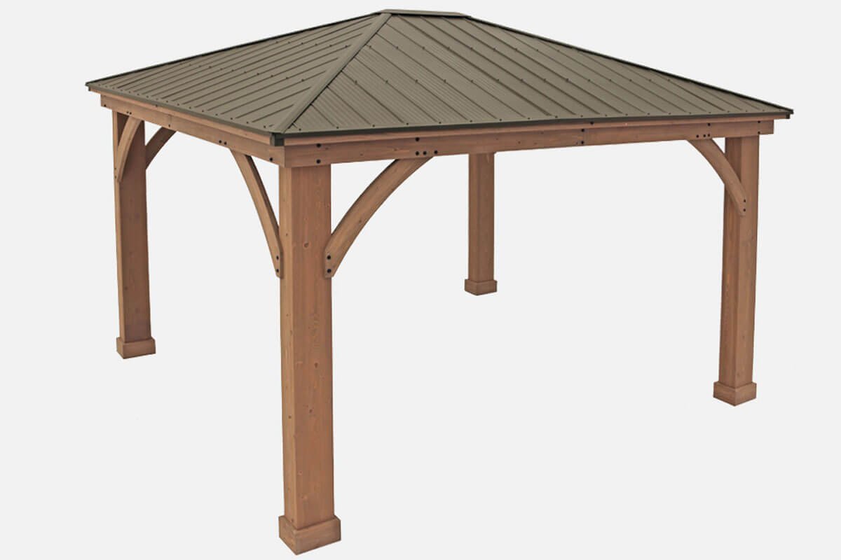 Yardistry 12ft x 14ft (3.7 x 4.3m) Cedar Gazebo with Aluminium Roof- Tiedex - Image 3