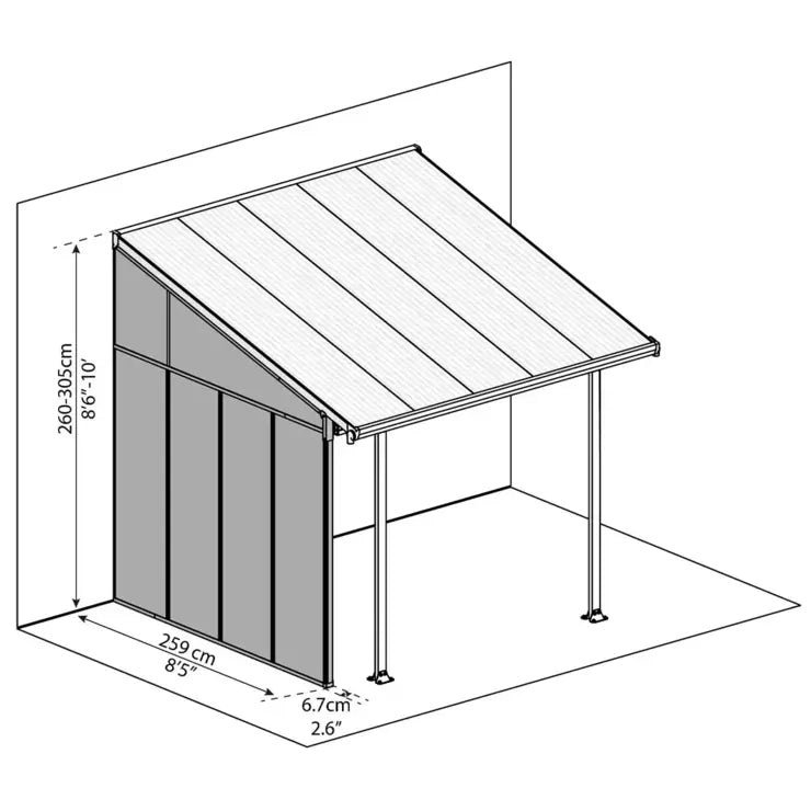 Palram Canopia Feria 3 SideWall Patio Cover, Grey - Image 2