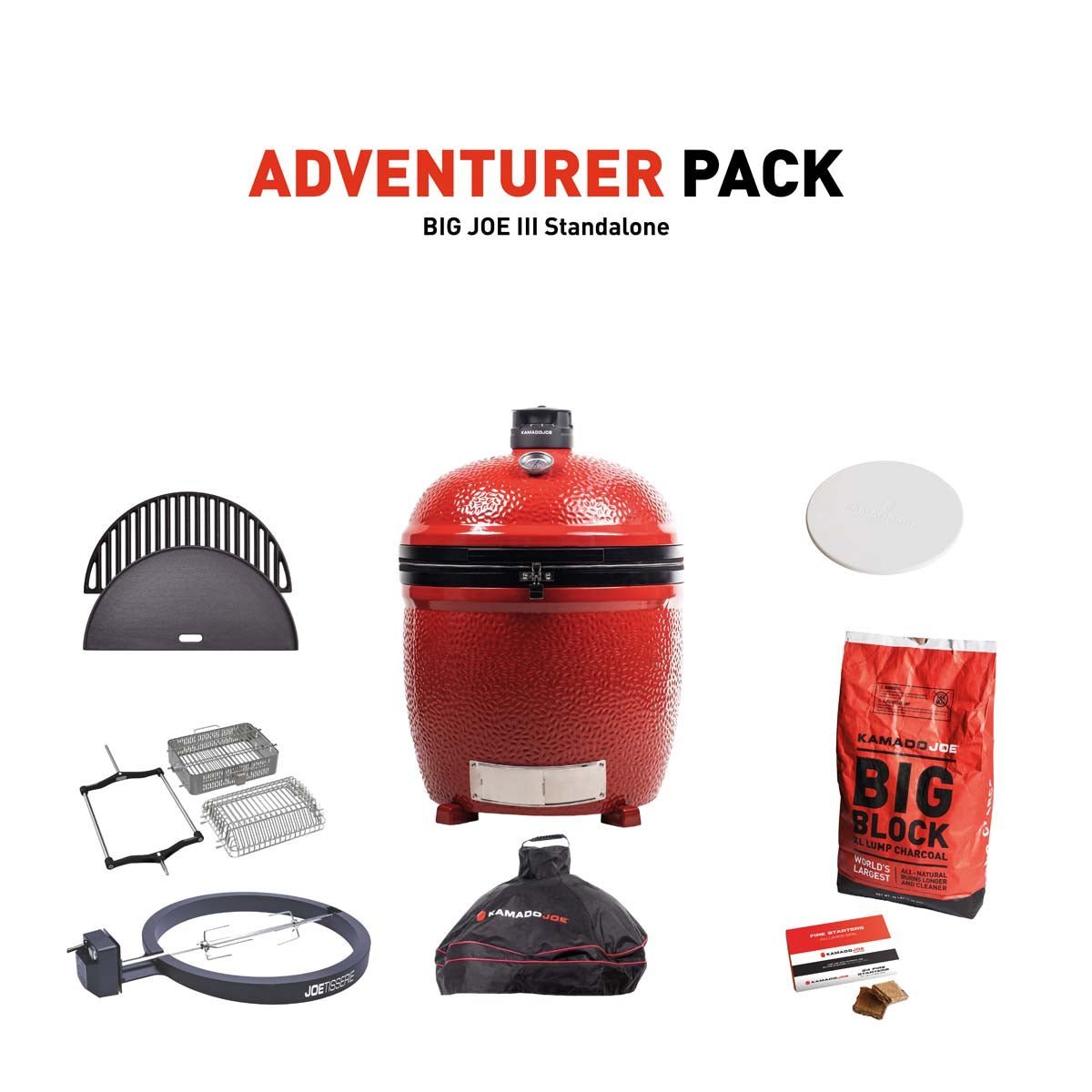Kamado Joe Big Joe III Stand-Alone Charcoal Grill With Adventurer Pack