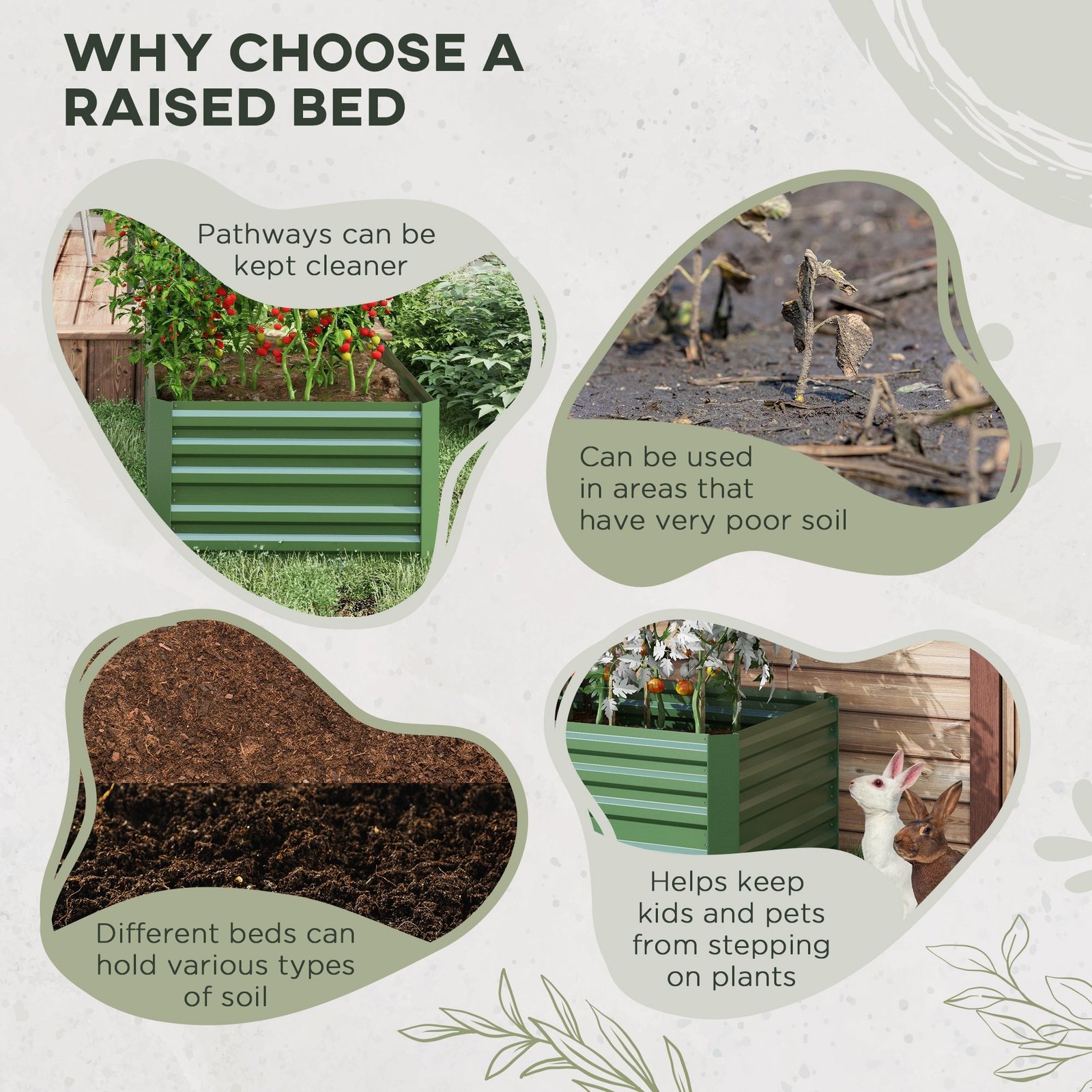 Raised Beds for Garden, Galvanised Steel Outdoor Planters with Multi-reinforced Rods for Vegetables, Plants, Flowers and Herbs, 180 x 90 x 59 cm, Green - Image 8