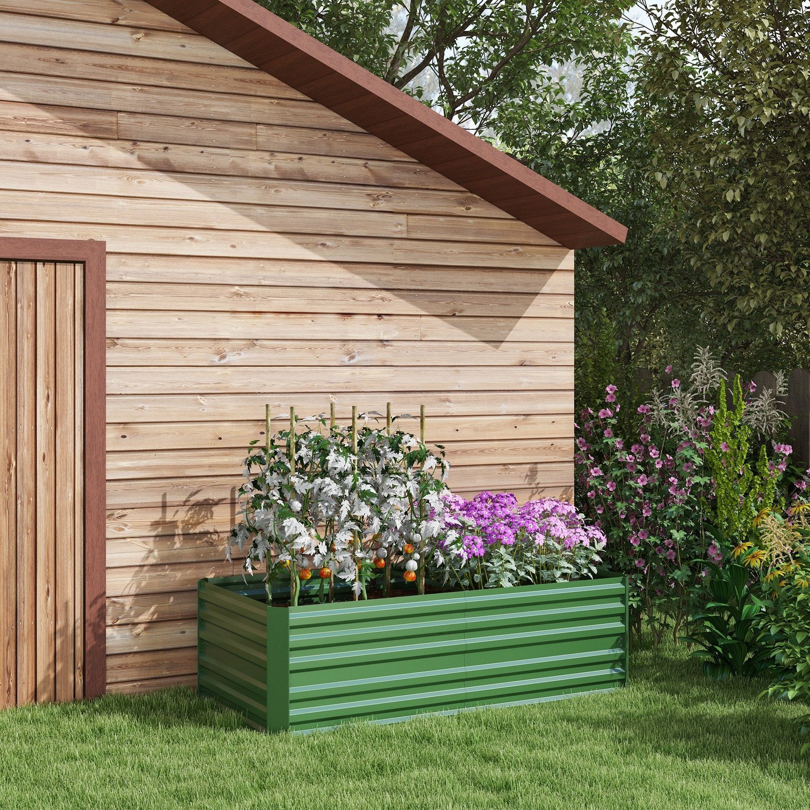 Raised Beds for Garden, Galvanised Steel Outdoor Planters with Multi-reinforced Rods for Vegetables, Plants, Flowers and Herbs, 180 x 90 x 59 cm, Green - Image 4